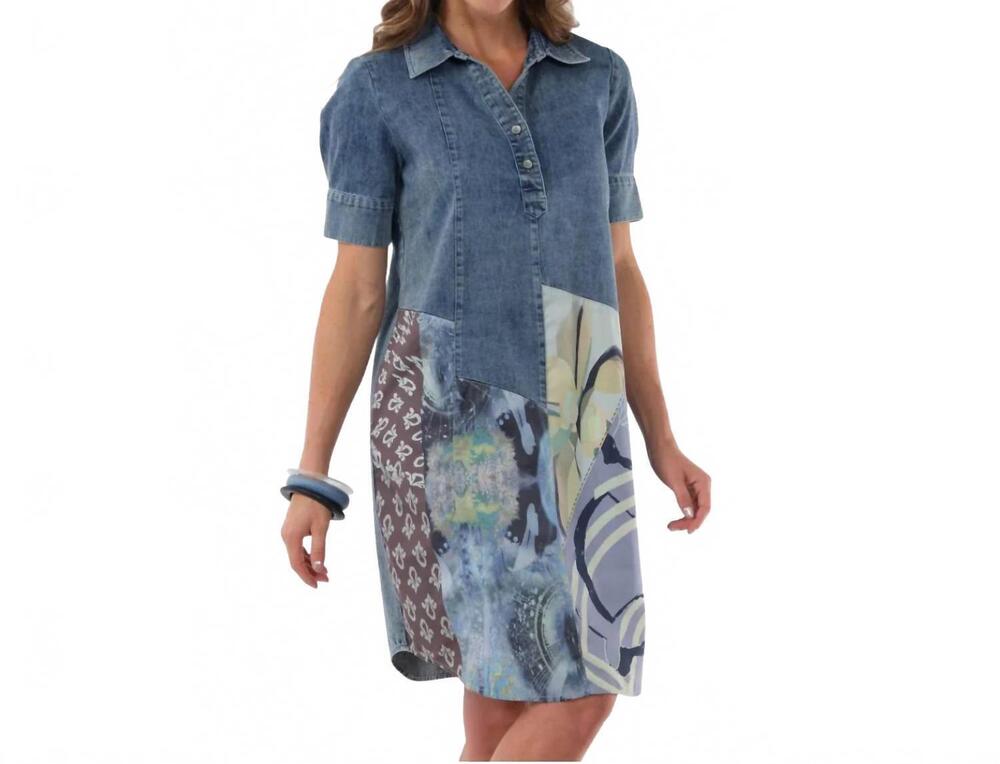 NEW LIOR denim short midi dress in blue